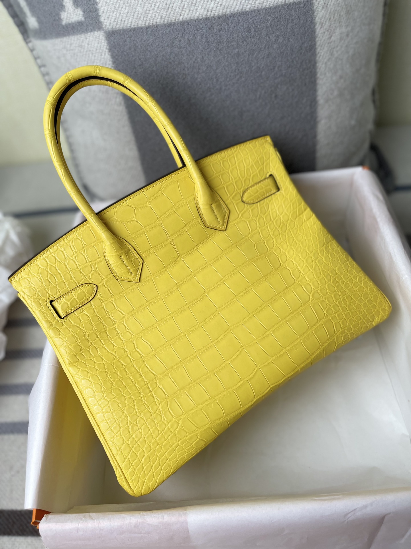 Hermes Birkin 30CM Handmade Bag In Yellow Crocodile Niloticus Matte Skin